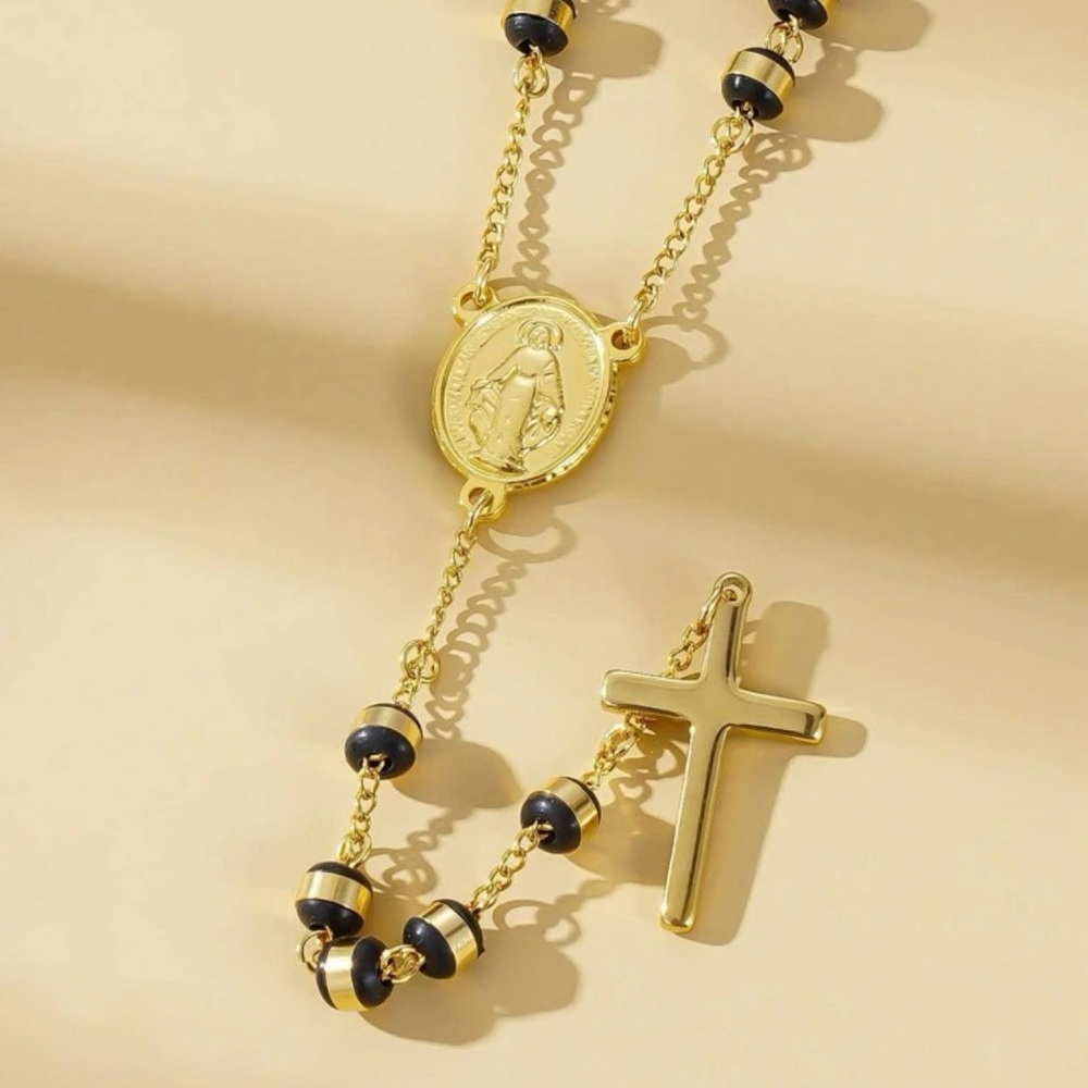 Unisex Stainless Steel Rosary Necklace - Picture 6 of 8